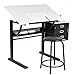 Tangkula Drafting Table Art & Craft Drawing Desk Art Hobby Folding Adjustable w/Stool and Drawers Craft Station (White with 3 Drawers)