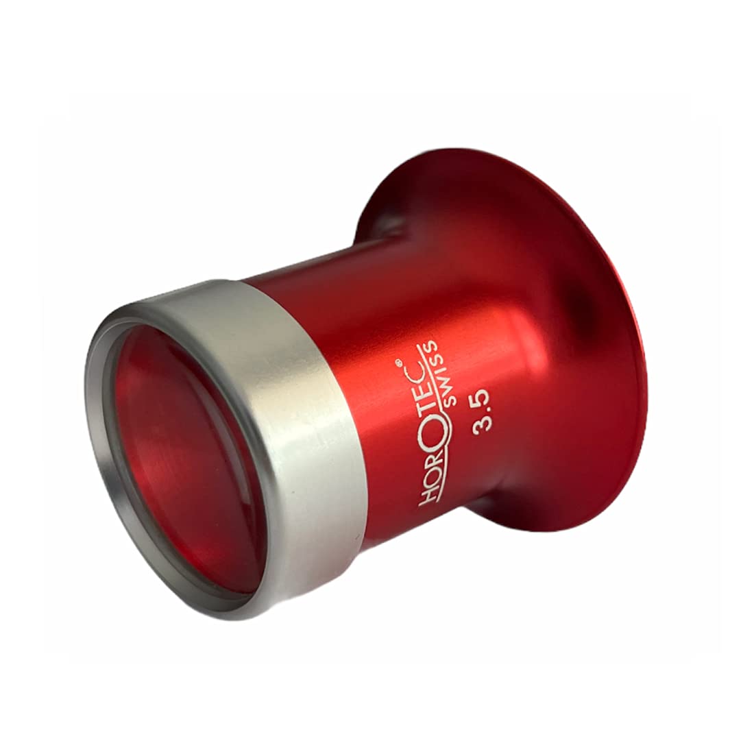 Horotec MSA 00.031-3 Eyeglass Watchmaker loupe in Aluminium anodised red with Screwed Ring x3.5