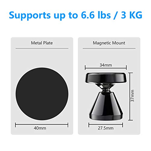 Magnetic Phone Car Mount, Amoner Universal Car Phone Holder for Dashboard, 360° Adjustable Magnet Cell Phone Mount Compatible with iPhone, Samsung, LG, GPS, Mini Tablet and More