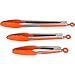 Kitchen Tongs for Cooking with Silicone Tips, Heat Resistant Tongs for Serving Food, 7-Inch, 9-Inch, 12-Inch Locking Silicone Tong, Set of 3 Salad Tong, Orange Kitchen Utensils