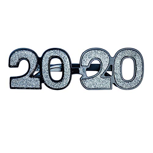 JulysGift 2020 New Year's Glittered Plastic Party Glasses Graduation Celebration Eyeglasses, 6 Count (Glittered-01)