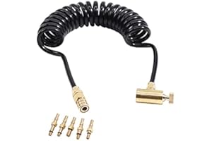 Gurlleu Universal Remote Coil Hose Paintball CO2 Filling & Charging Systems with Airsoft Adapter Set for Green Gas Bottle Canisters