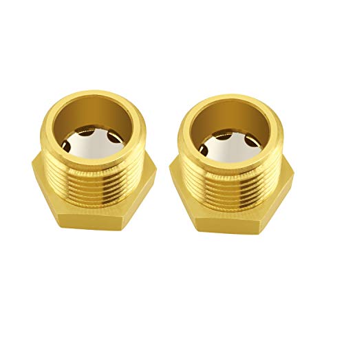 Fanovo Set of 2 3/4'' Male Sight Glass Checks Coolant Level or Air Compressor Heavy Duty Solid Brass Sight Glass Super Transparent Glass Sight Window Glass Oil Sight Gauge Easily Threading - Thumbnail 3