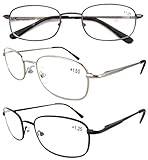 Eyekepper Metal Frame Spring Hinged Arms Reading Glasses 3 Pair Valupac Metal Readers +1.25