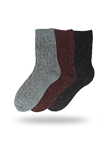 Eedor Womens 3 Pairs Winter Knitting Warm Wool Crew Socks B