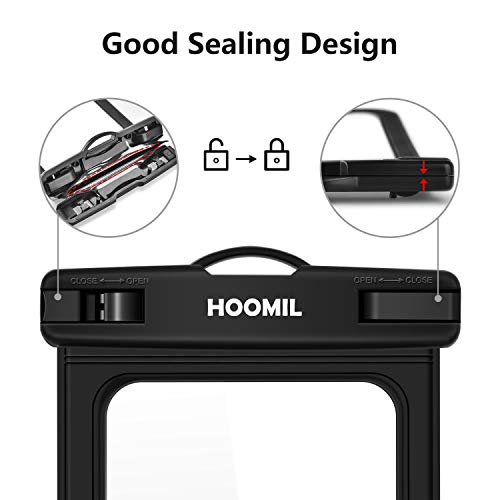 HOOMIL Universal Waterproof Case, IPX8 Waterproof Phone Pouch Dry Bag Compatible for Samsung Galaxy Note 10/9/A30/A20/A10/A50/A70/iPhone XR/XS/X up to 6.5 inches - Black