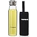 TOPOKO Handmade 18.5 Oz Glass Water Bottle-Extra Strong Crystal Glass Bottle And Handmade Colorful Handle Nylon Sleeve (Black)