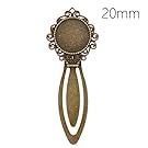 80mm Antique Bronze Plated Lace Edge Bookmark with 20mm Round Blank Bezel-10pcs