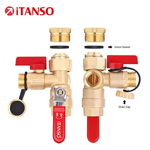 iTANSO 3/4-Inch IPS Isolator Tankless Water Heater Service Valve Kit with Clean Brass Construction