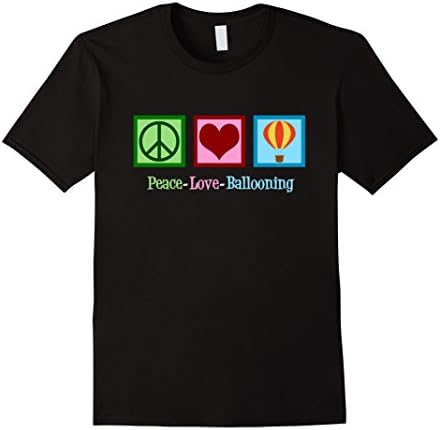Mens Peace Love Hot Air Balloons T-Shirt Large Black