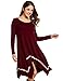 Meaneor Shirt Dress for Women, Womens Long Sleeve Casual Irregular Hem Loose Tunic Shirt Dress-Valentine's Days Gift for Her (Wine Red,L)