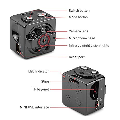 Action Camera,Miya Dash Camera for Car Mini Sports DV Camera 1080P Full HD Night Vision Car DVR Recorder Wide-Angle Lens Cam Montion Detection Outdoor Voice Video Recorder Action Cam for Home Office