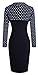 HOMEYEE Women's Retro Chic Colorblock Lapel Career Tunic Dress B238 (M, Dark Blue + Dot)