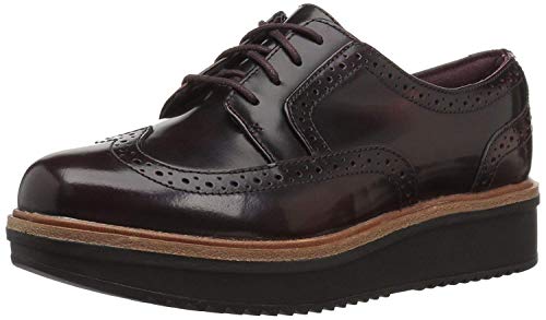 CLARKS Women's Teadale Maira Oxford, Aubergine Shiny Leather, 085 M US