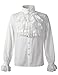 Mens Gothic Shirt Top Steampunk Victorian Regency Aristocrat (XXL, White)