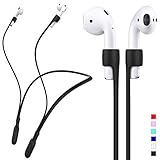 GOGOSODU Compatible Airpods Strap, Silicone Anti-Lost Wire Cable Connector Sports Neckband Compatible Airpods Pro, 1 & 2 Wireless Charging, Black