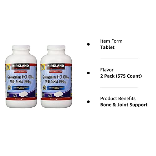 Kirkland Signature Glucosamine with MSM, 375 Tablets (2 Pack) Pricepulse