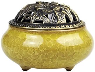Celawork Incense holder Ceramice Celadon Incense Burner Ceramic Incense (Amber Yellow 1)