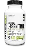 NutraBio 100% Pure L-Carnitine (500 mg) - 150 Vegetable Capsules