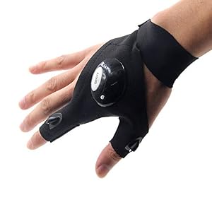 Gant Avec Lampe De Poche Led, Gants Pêche Gant Avec Lampe De Poche Led Sans Doigts Pour Extérieur Camping Randonnée Pêche Chasse Réparation