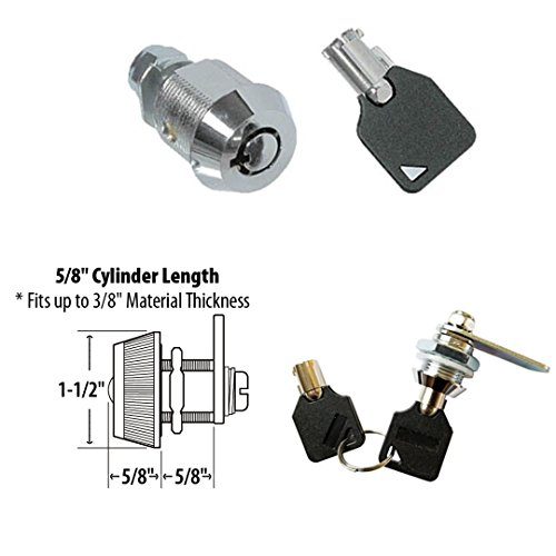 ME Superb Deals Tubular Cam Lock with 5/8 Cylinder and Chrome Finish, Keyed Alike (Pack of 2) by ME