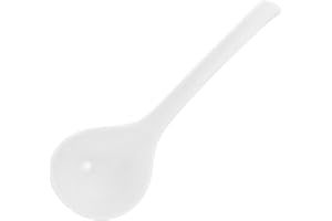 Tobbomey Soup Ladle Asian White Ceramic Ladle for Serving Spoon Bone China Big Spoon Deep Porcelain Flatware with Big Handle 