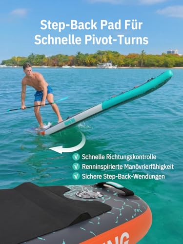 Niphean 380 cm Stand Up Paddling Board, 280 kg Load Capacity Touring SUP Board with Complete SUP Accessories & Kickpad, Sturdy Paddle Board for Adults and Teenagers Racing Surfing