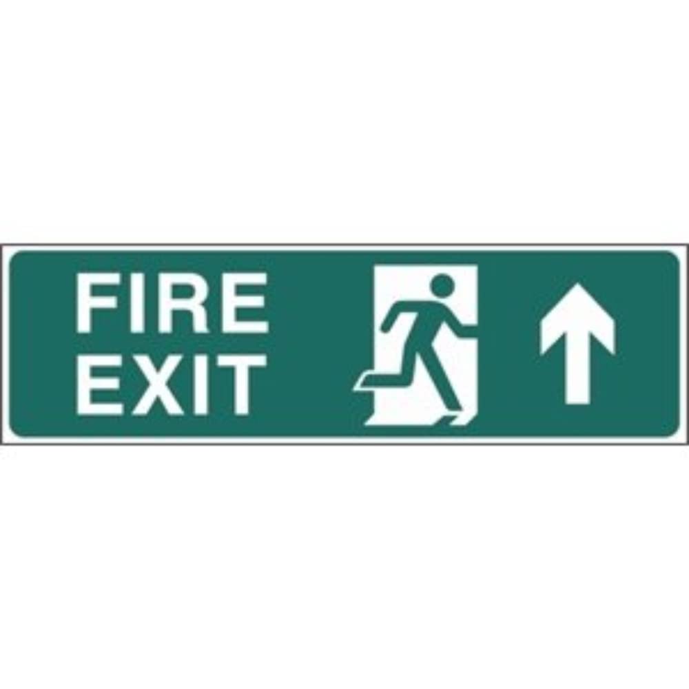 Stalwart W301 "Fire Exit Arrow Up" Safety Sign, 150mm X 450mm