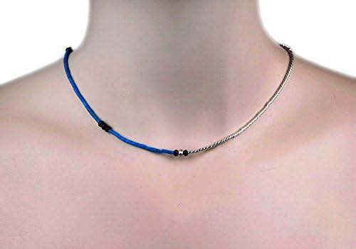 Turquoise Heishi Necklace, Black Spinel &amp; Pyrite Nugget Beads, Sterling Silver Twisted Spacers, LLD Jewelry