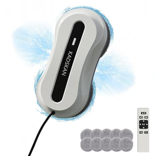 KADSKAN Robot de limpieza de ventanas, limpiador automático de ventanas con pulverizador de agua para ventanas/azulejos/puertas de clase, interior/exterior, potencia de succión 5600 Pa, planificación de ruta 3.0, control remoto