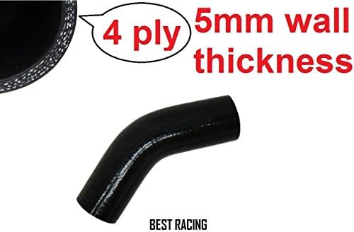 Black 2 1/2", 63mm 45 Degree Silicone Hose Coupler Pipe Turbo