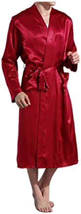 Ciel Infini Men's Satin Robe Classic Shawl Lightweight Solid Kimono with Pockets