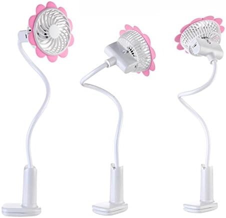 Tootu Baby Clip Fan USB Rechargeable Mini Electric Cooling Fan Flexible Arm (Pink)
