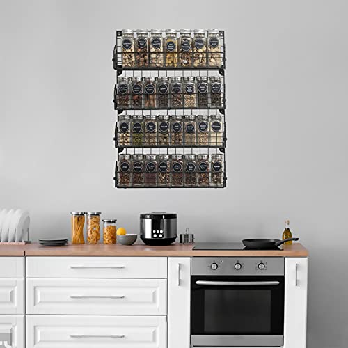 Spice Racks Organizer Wall Mounted 4Tier Stackable Hanging Spice Rack