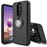 Leptech LG Stylo 4 Case, LG Stylo 4 Plus Case, [Slider Card Slot] 360 Degree Rotating Ring Holder Shockproof Protection Phone Cover Case for LG Stylus 4/LG Q Stylo/LG Q Stylo Plus (Black)