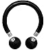 Forbidden Body Jewelry 14g 10mm Surgical Steel Matte Black IP Plated Horseshoe Body Piercing Ring, 4mm Balls