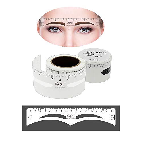 ELEVEN EVER Disposable Eyebrow Ruler Sticker, 50Pcs Eyebrow Shaping Stencils Microblading Supplies Adhesive Eyebrow Template Tool (Natural Eyebrow) ...