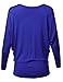 Women's Casual Solid Boat Neck Long Dolman Sleeve Top - Made in USA