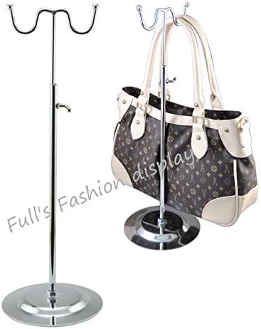 JackieHoang Fashion W-Type Metal Hanging Bags Display Holder Adjustable Wig Slik Scarf Purse Handbag Display Stand Rack