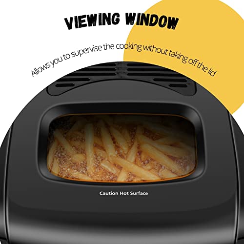 Flexzion Electric Deep Fryer Easy to Clean with Basket and Lid, Small