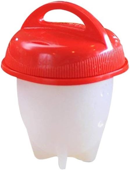 Zihuist Egg Cooker - Hard Boiled Egg Maker without the Shell, Egg Container for Snack, Egg Cooker Non Stick Silicone (Color : White+Red, Size : 1)