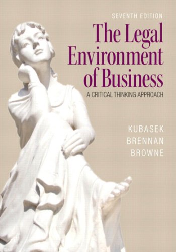 Download The Legal Environment of BusinessA Critical Thinking Approach