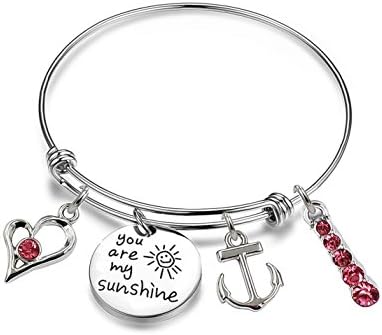 CAIYING Dad's Day Jewely Gifts I Used to Be His Angel Now He's Mine Bangle Jewelry wth Angel Wing Dad Sympathy Gifts (You are my sunshine- bracelet)