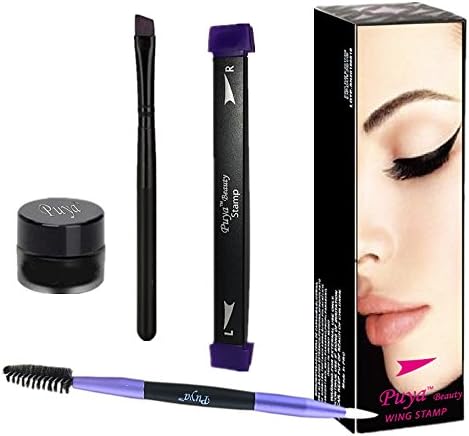Puya Eyeliner Stamp Set Easy to Makeup Eyeliner Wing Stamp,4 In 1 Eyeliner Stamp,Brush,Liquid Eyeliner Ink (Large)