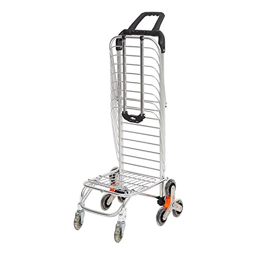 Livebest Geocery Folding Shopping Cart with Swivel Wheels-Stair Climber Dolly,Aluminium,110lbs