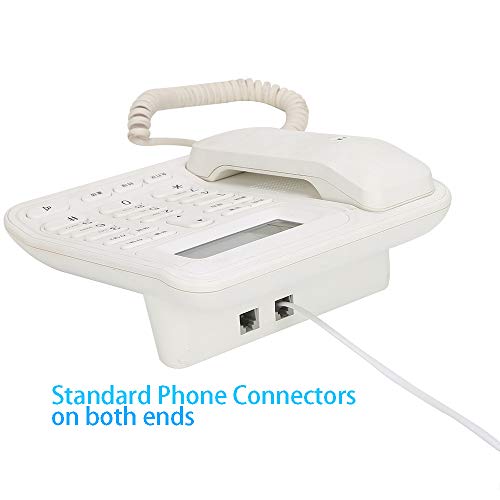 Telephone Landline Cord Phone Cord(10M 32Ft) Telephone Line Extension Cord Cable Wire Male to Male RJ11 6P4C Plug Landline Telephone Fax Machine (2 Pack,White) - Thumbnail 3