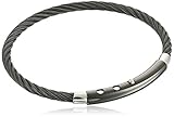 Men's Black-Tone Stainless Steel Adjustable-Cable Bracelet