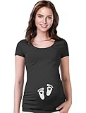 Very Cute Baby Footprints - Pregnant Mom to Be - Maternity Shirt Large Black