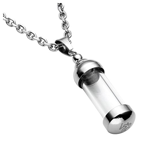 JOVIVI Stainless Steel Glass Openable Container Tube Urn Memorial Pendant Necklace,Ashes Keepsake Cremation Jewelry