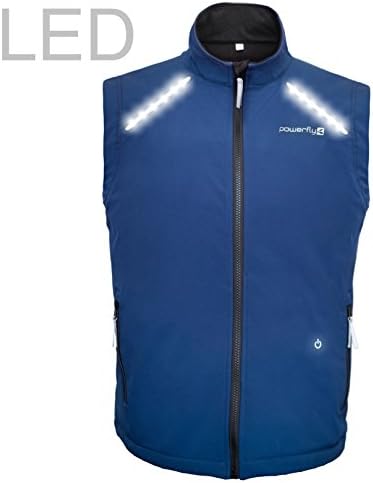 PowerFly Casual Cycling Vest - High Visibility Reflective Running Gilet with LED Lights - Windproof Lightweight Bike Runner Hi Vis Safety Gear USB Rechargeable 3 Flashing Modes Men's Women's Size L